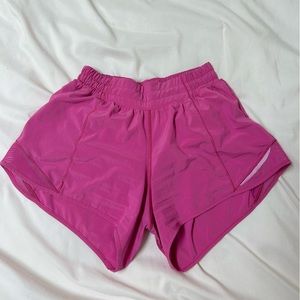 Lululemon hotty hot, sonic pink shorts, size 4.